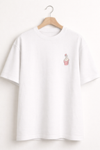 Minimal Heart Graphic Oversized White T-Shirt (Women)